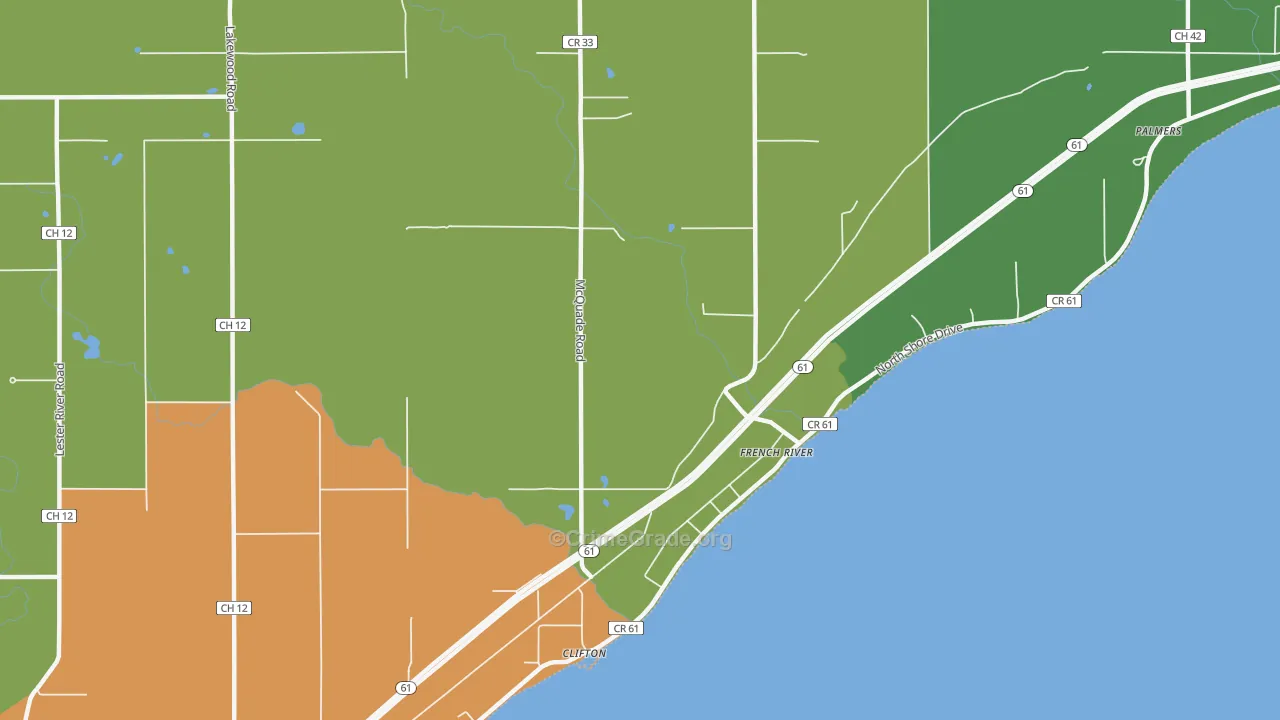 French River, MN Map of Burglary Rates
