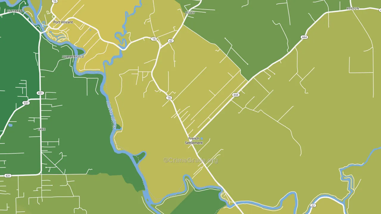 French Settlement, LA Map of Burglary Rates