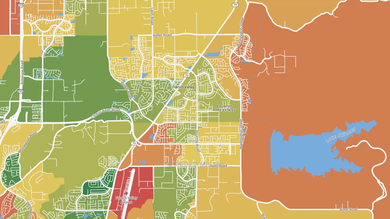 French Valley, CA Map of Burglary Rates