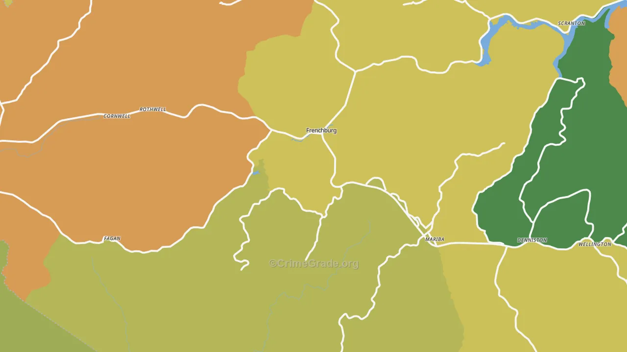 Frenchburg, KY Map of Burglary Rates