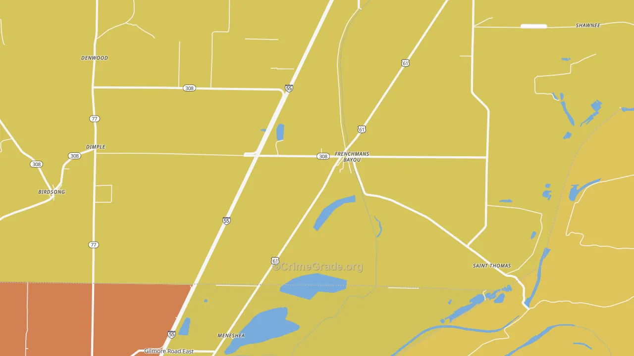 Frenchmans Bayou, AR Map of Burglary Rates
