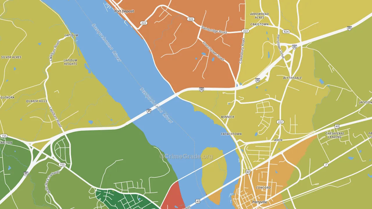 Frenchtown, MD Map of Burglary Rates