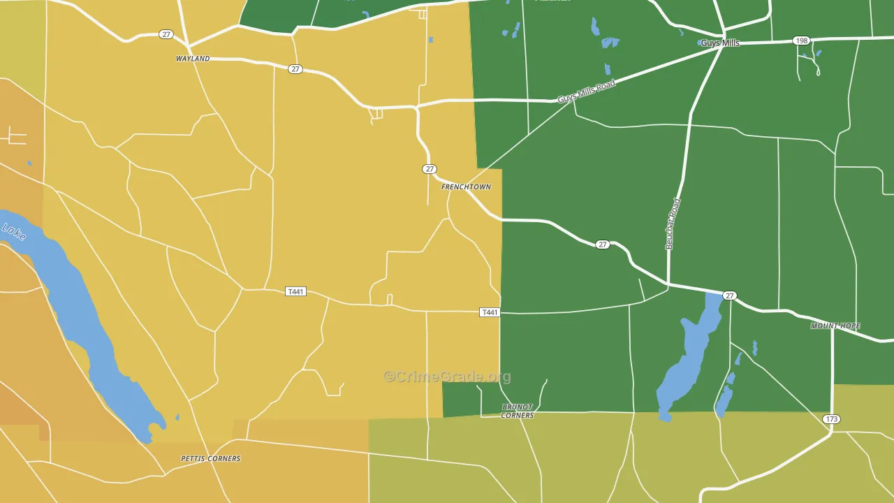 Frenchtown, PA Map of Burglary Rates