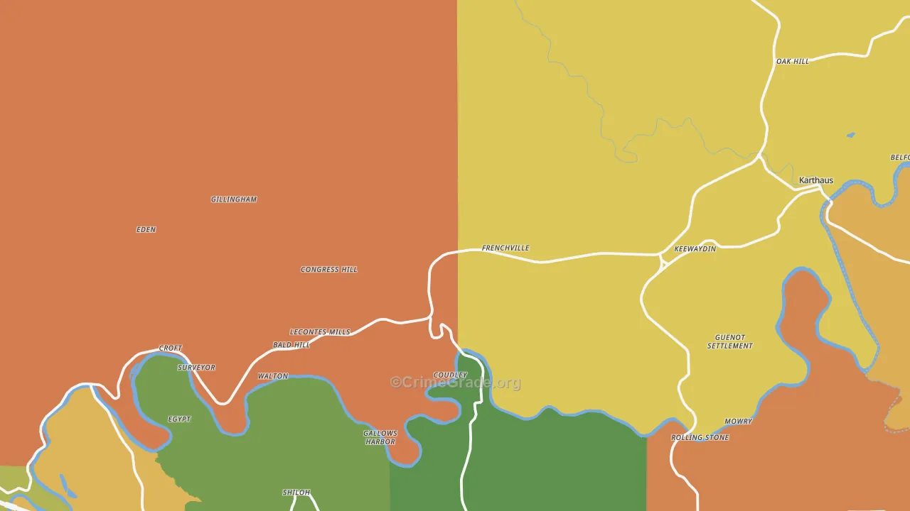 Frenchville, PA Map of Burglary Rates