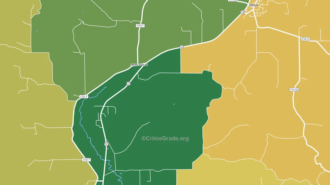 Frenchville, WI Map of Burglary Rates