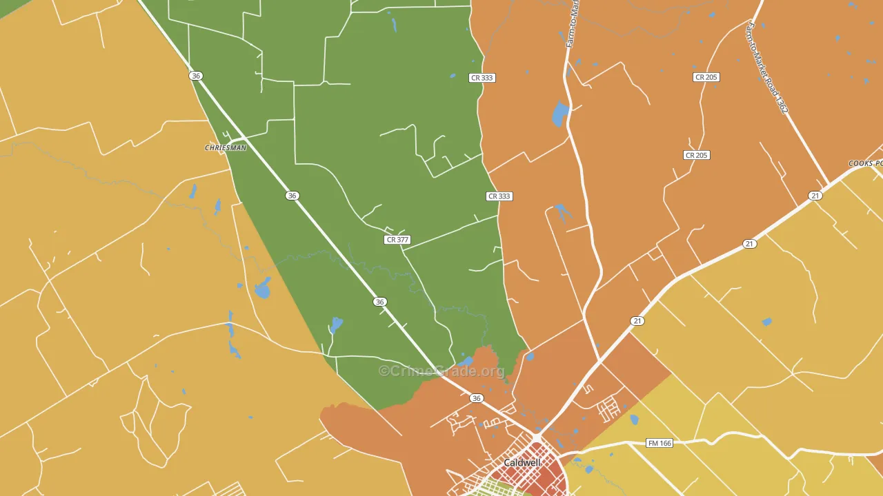 Frenstat, TX Map of Burglary Rates