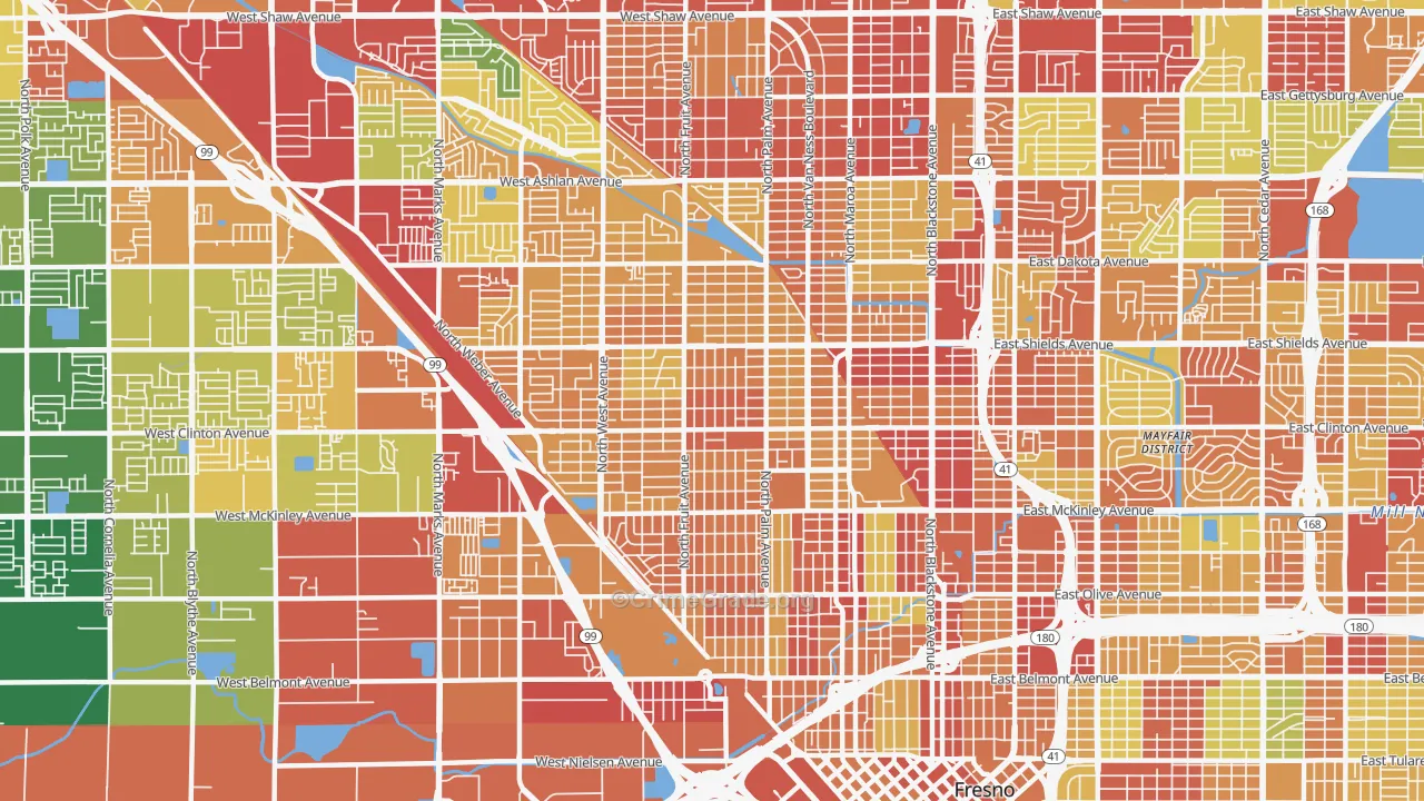Fresno-High, Fresno, CA Map of Burglary Rates