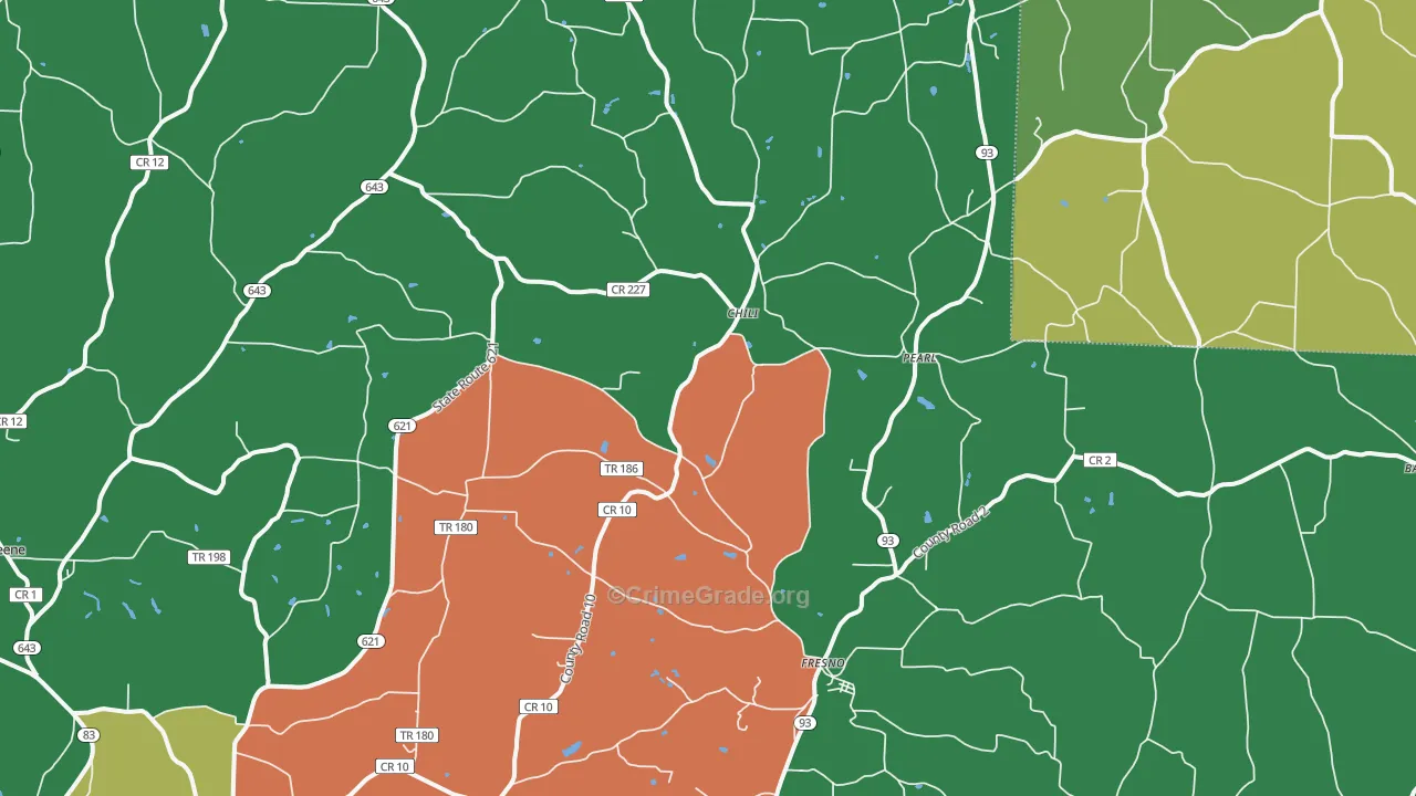 Fresno, OH Map of Burglary Rates