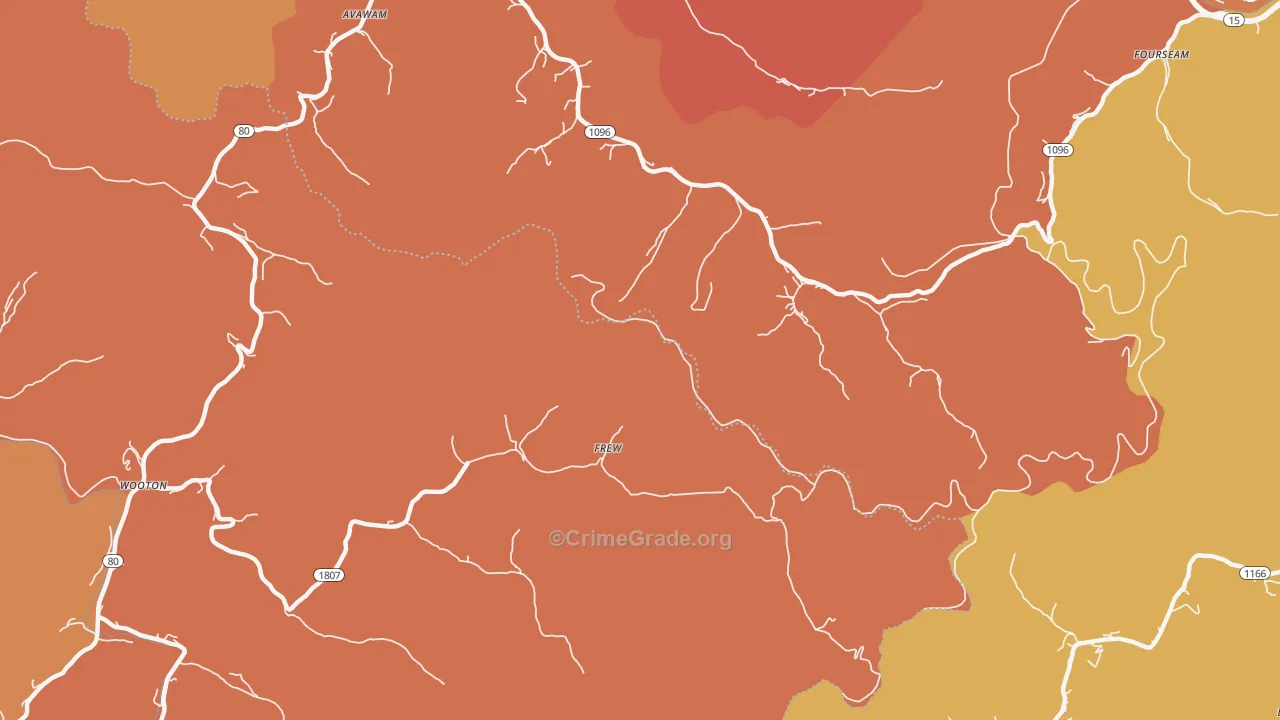 Frew, KY Map of Burglary Rates