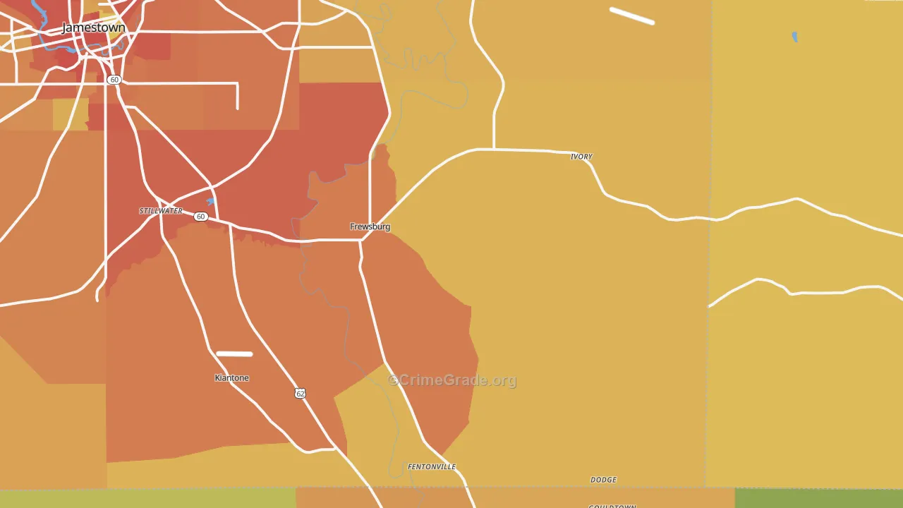 Frewsburg, NY Map of Burglary Rates