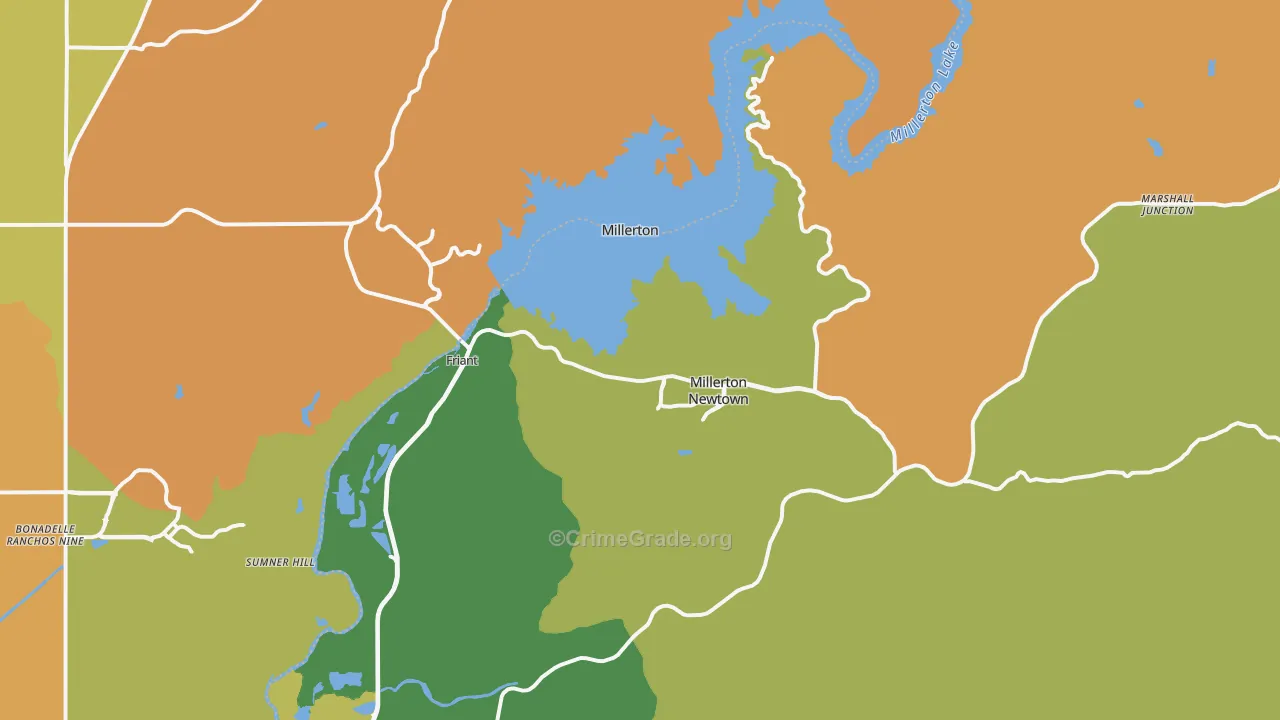 Friant, CA Map of Burglary Rates