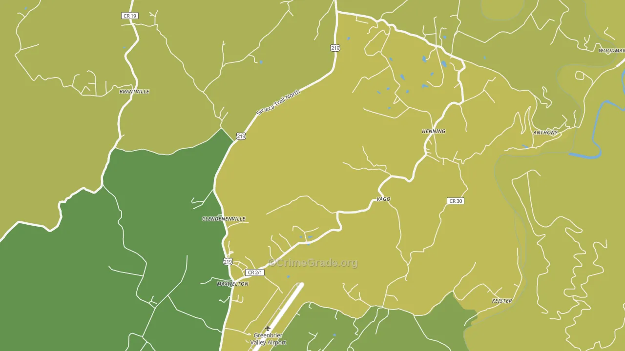Friars Hill, WV Map of Burglary Rates