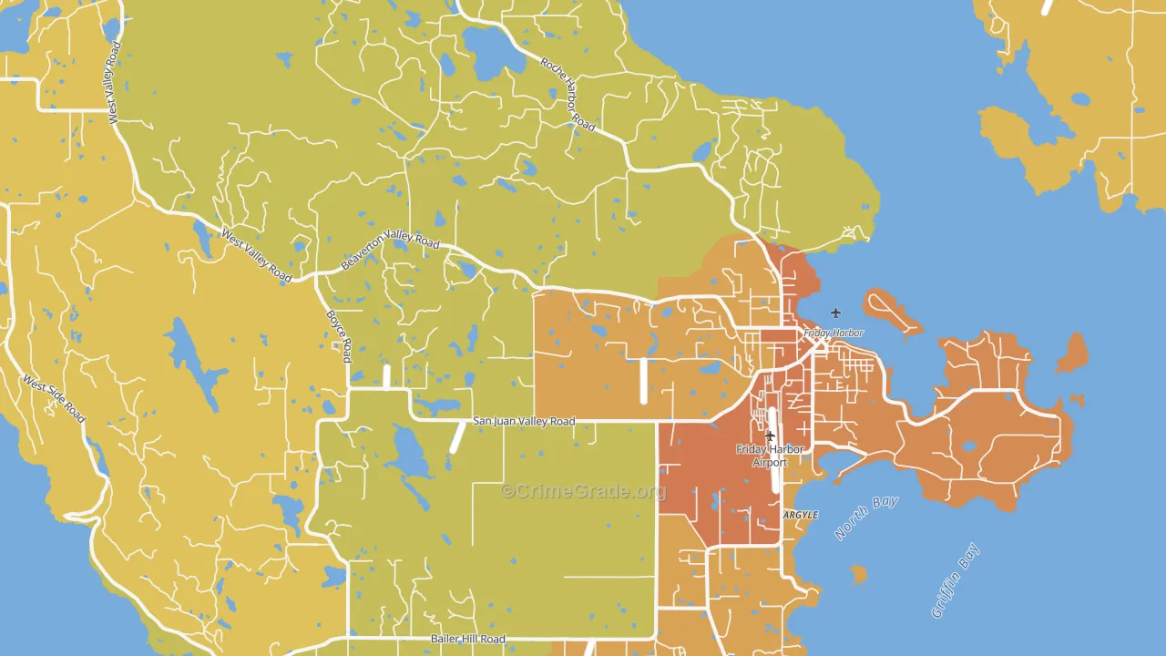 Friday Harbor, WA Map of Burglary Rates