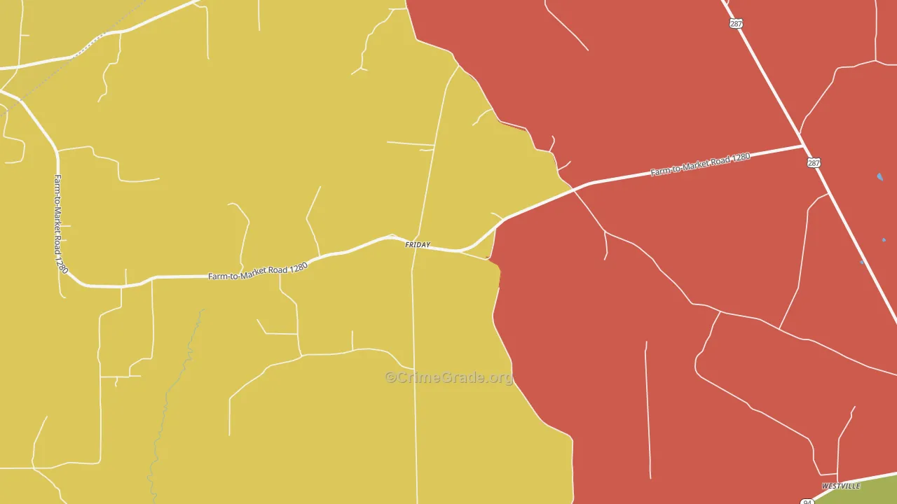 Friday, TX Map of Burglary Rates