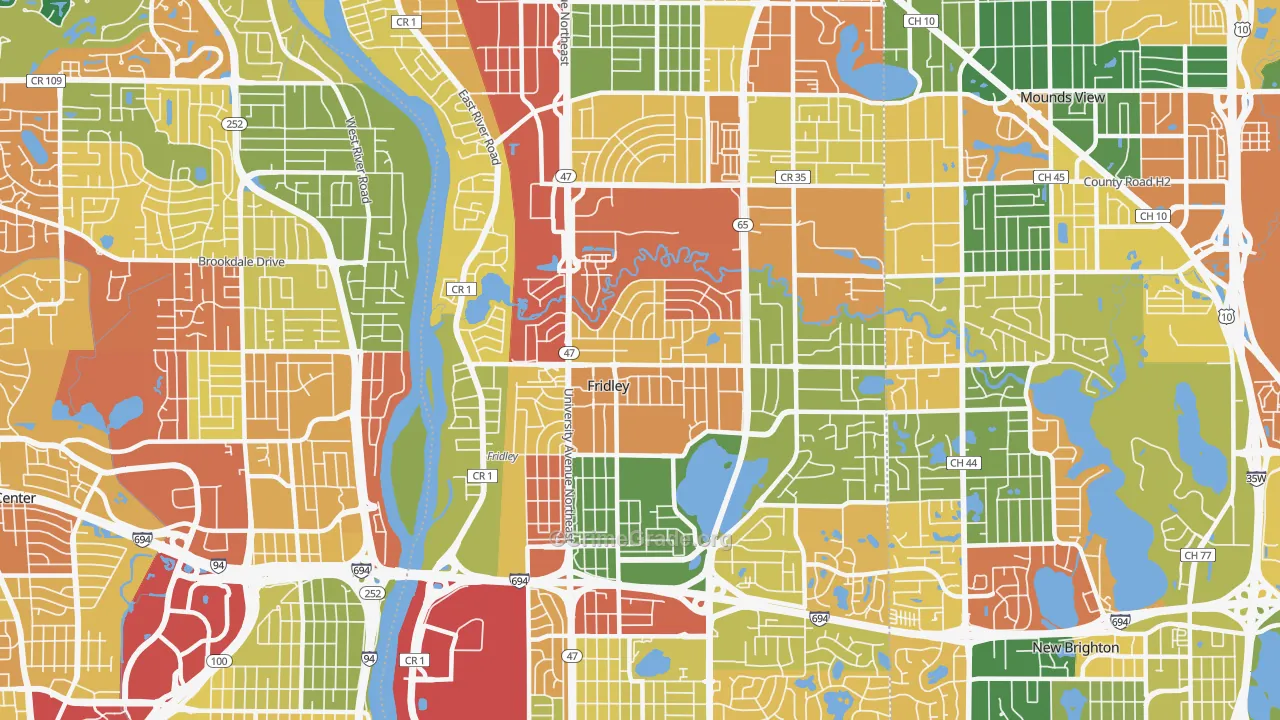 Fridley, MN Map of Burglary Rates