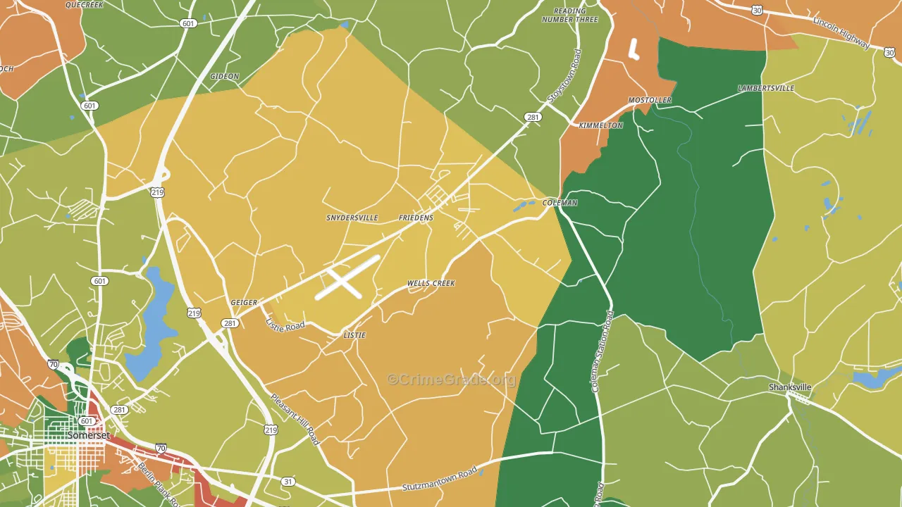 Friedens, PA Map of Burglary Rates