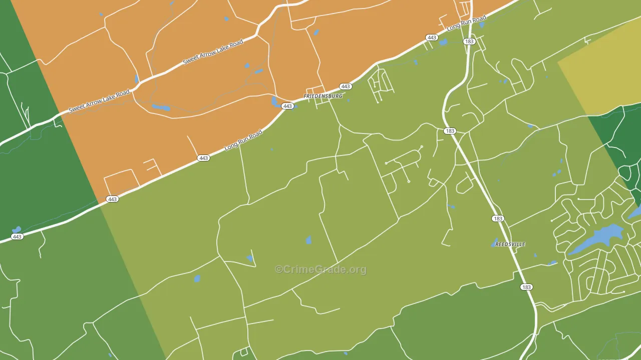 Friedensburg, PA Map of Burglary Rates