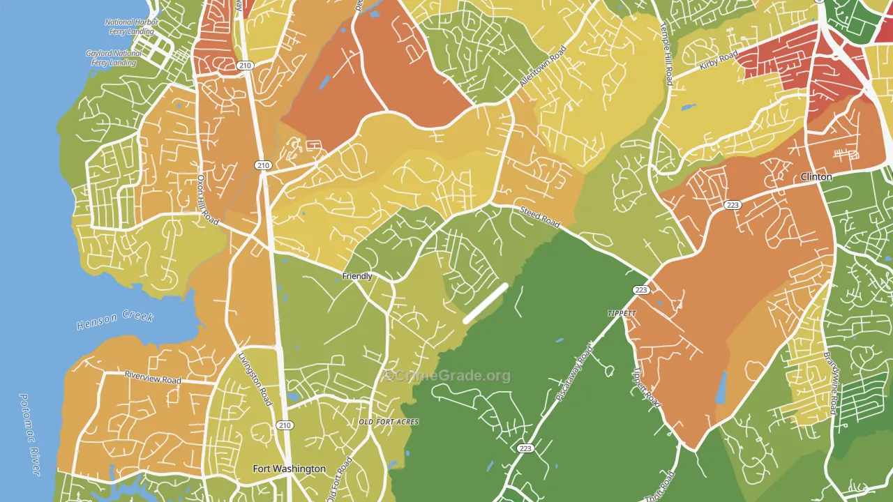 Friendly, Fort Washington, MD Map of Burglary Rates