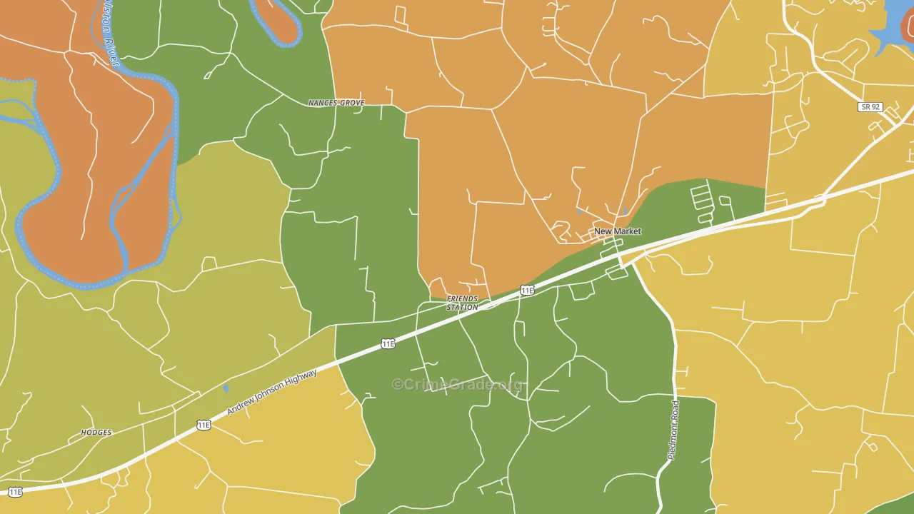 Friends Station, TN Map of Burglary Rates