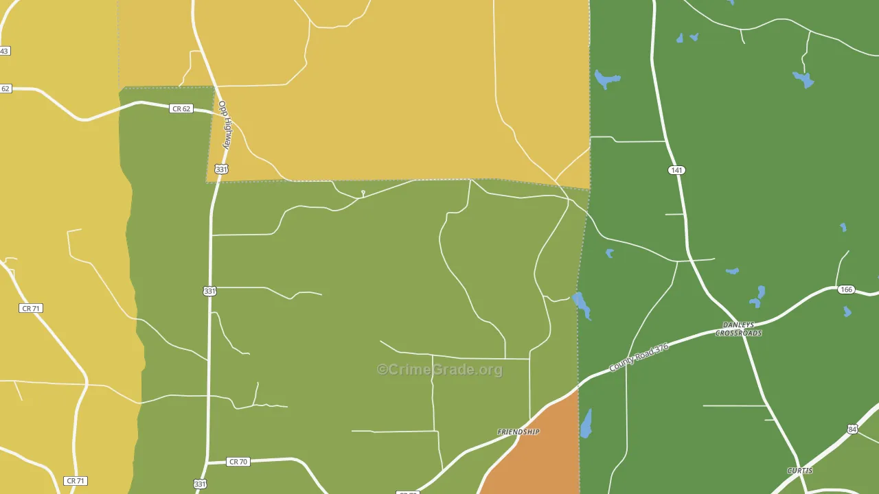Friendship, AL Map of Burglary Rates