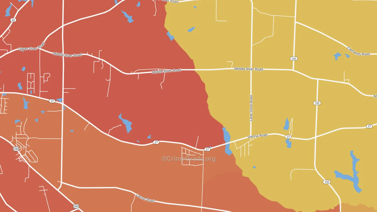 Friendship, GA Map of Burglary Rates