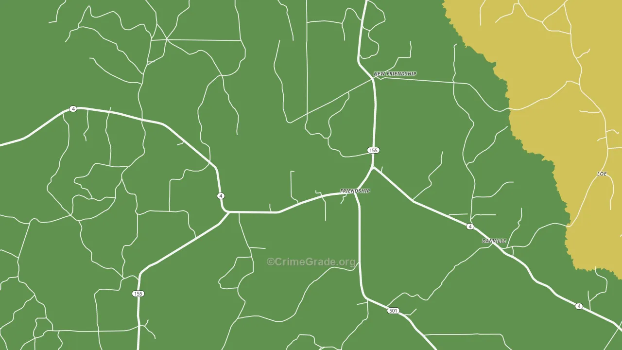 Friendship, LA Map of Burglary Rates
