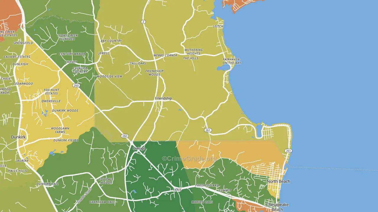 Friendship, MD Map of Burglary Rates