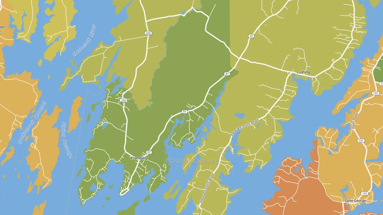 Friendship, ME Map of Burglary Rates