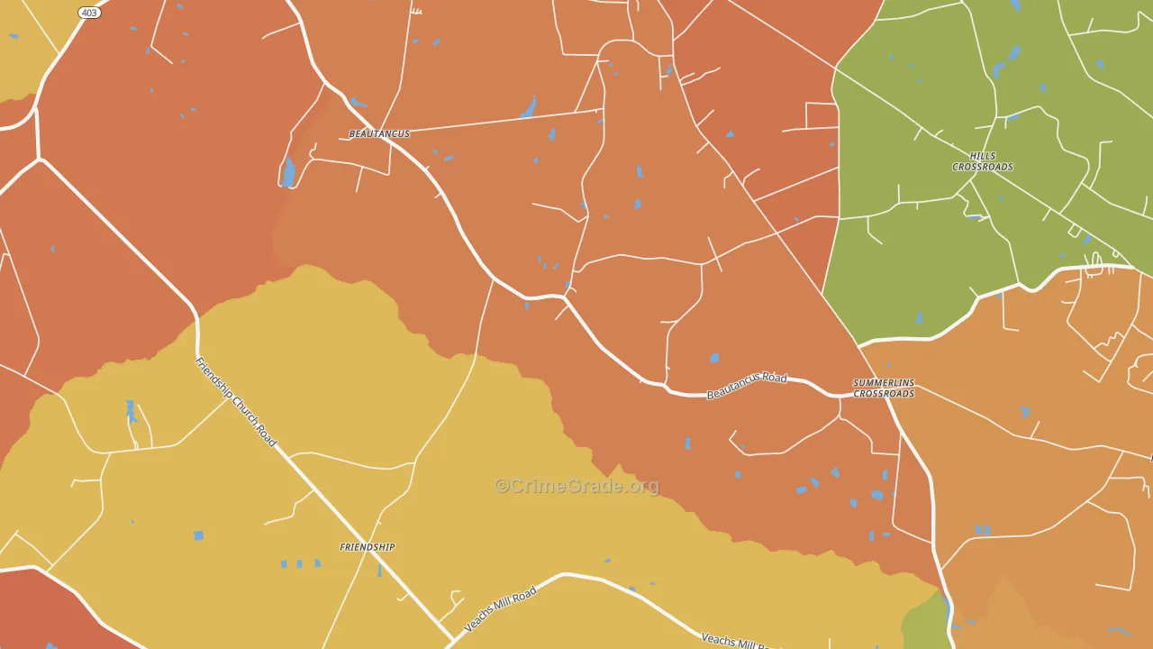 Friendship, NC Map of Burglary Rates