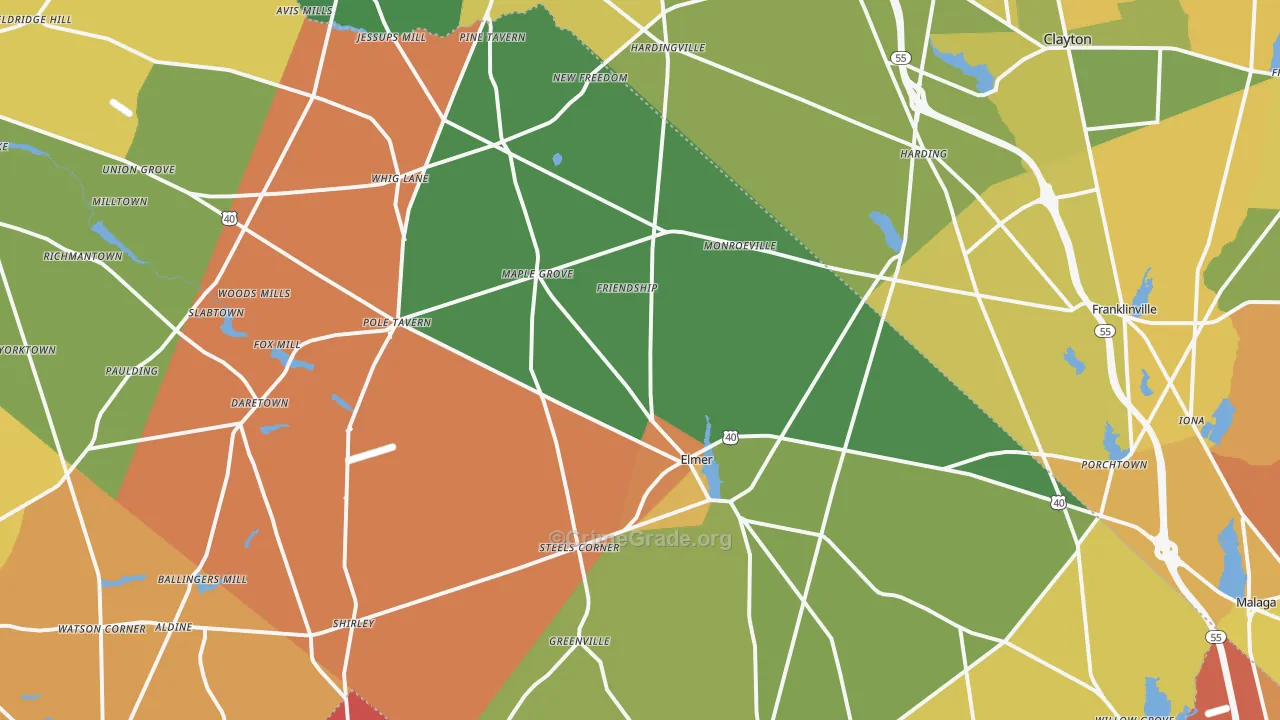 Friendship, NJ Map of Burglary Rates