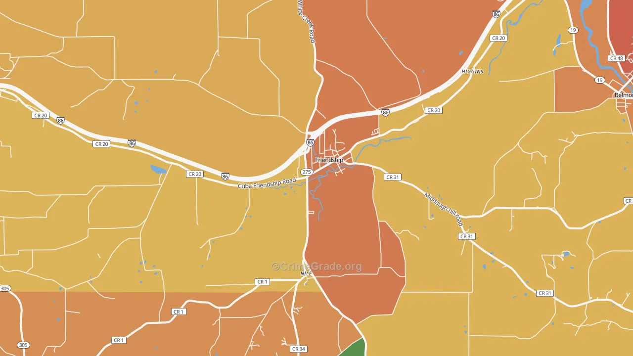 Friendship, NY Map of Burglary Rates