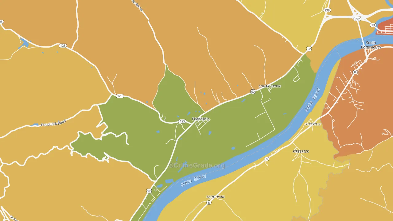 Friendship, OH Map of Burglary Rates