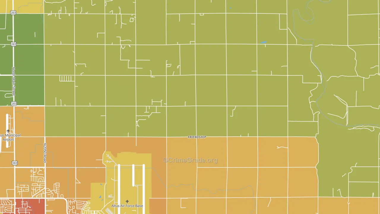 Friendship, OK Map of Burglary Rates
