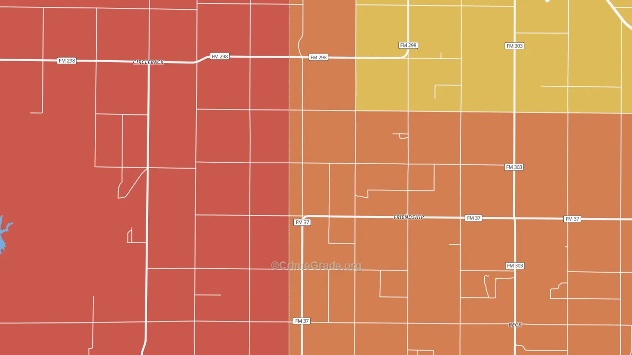 Friendship, TX Map of Burglary Rates