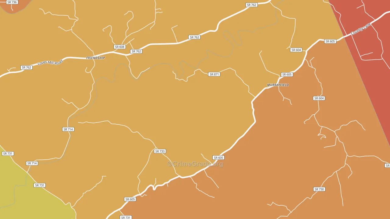 Friendship, VA Map of Burglary Rates