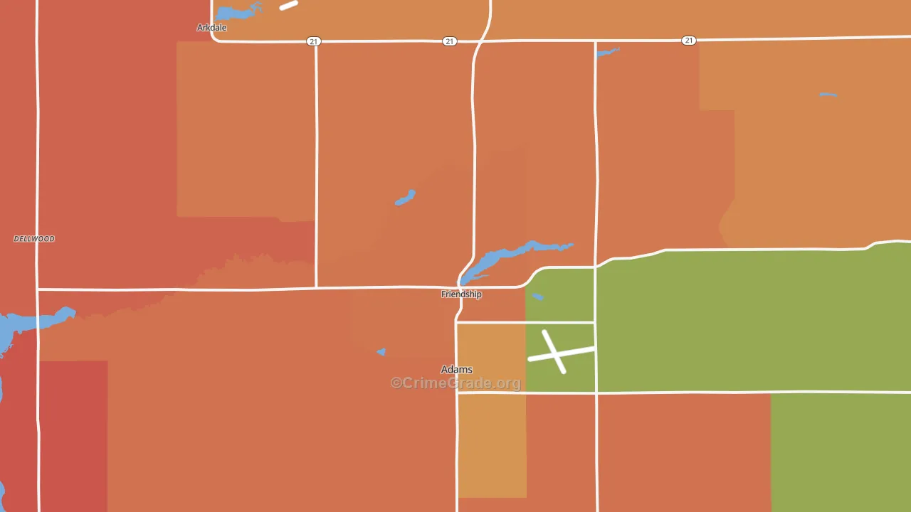 Friendship, WI Map of Burglary Rates