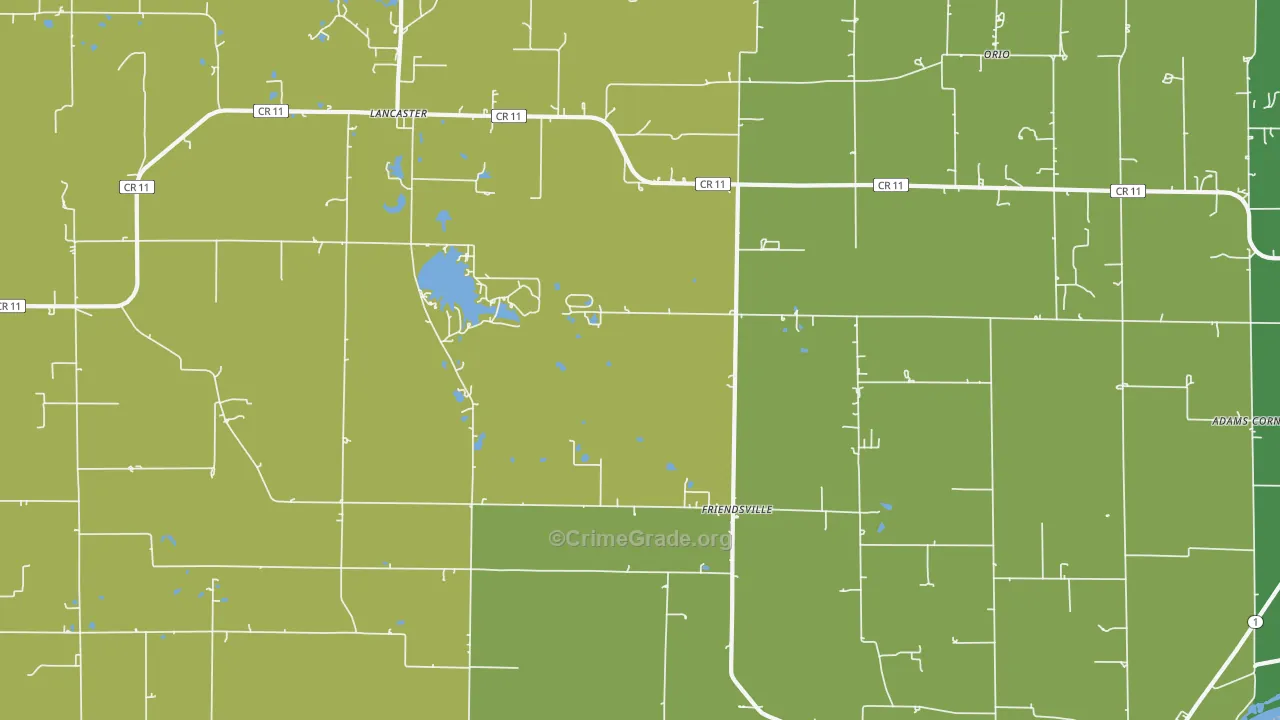 Friendsville, IL Map of Burglary Rates