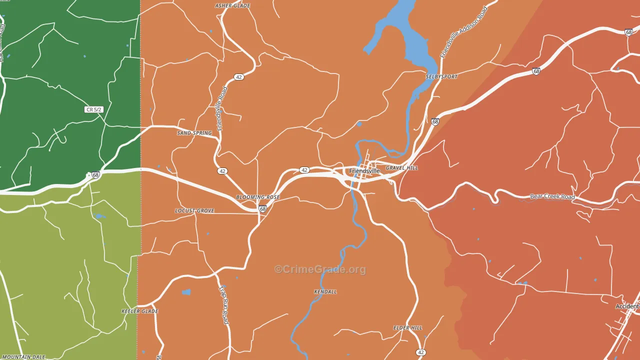 Friendsville, MD Map of Burglary Rates