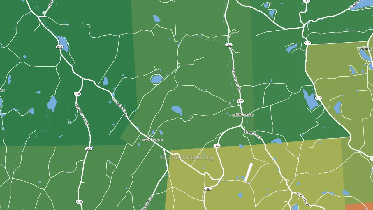 Friendsville, PA Map of Burglary Rates