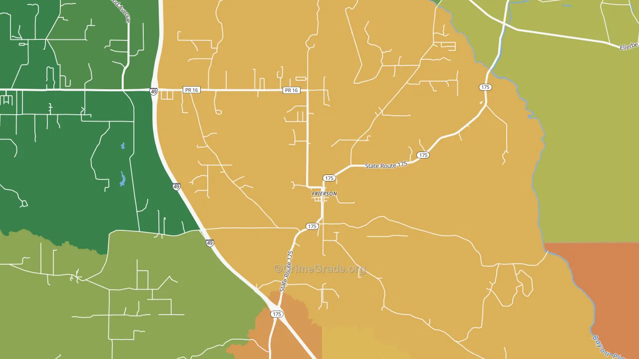 Frierson, LA Map of Burglary Rates