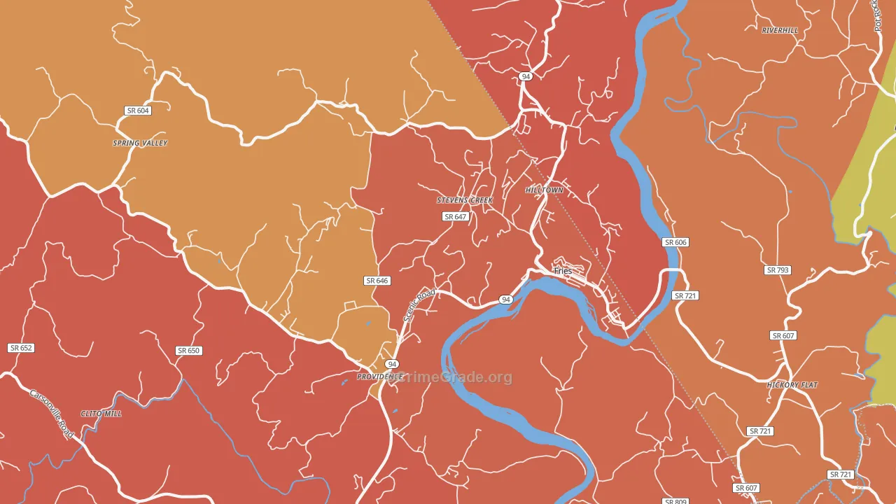 Fries, VA Map of Burglary Rates