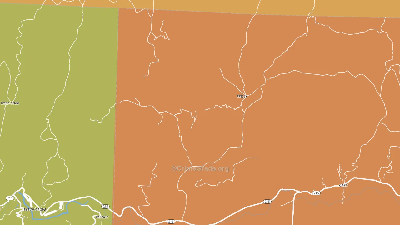 Friley, AR Map of Burglary Rates