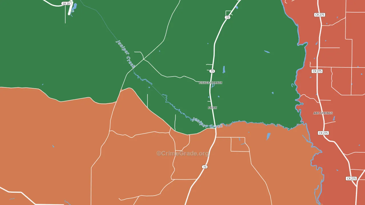 Frink, FL Map of Burglary Rates