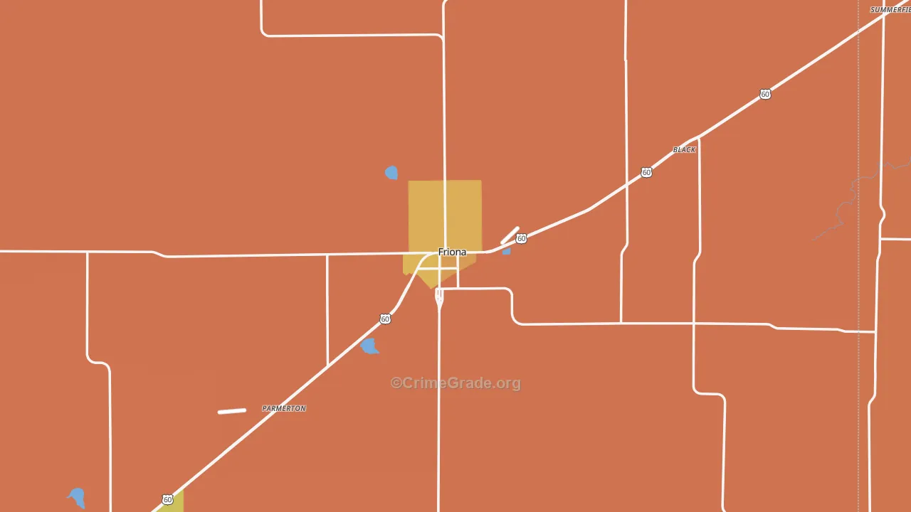 Friona, TX Map of Burglary Rates