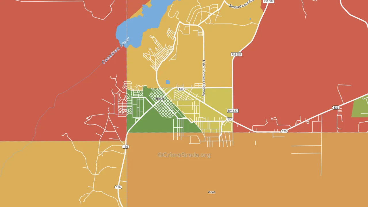 Fritch, TX Map of Burglary Rates