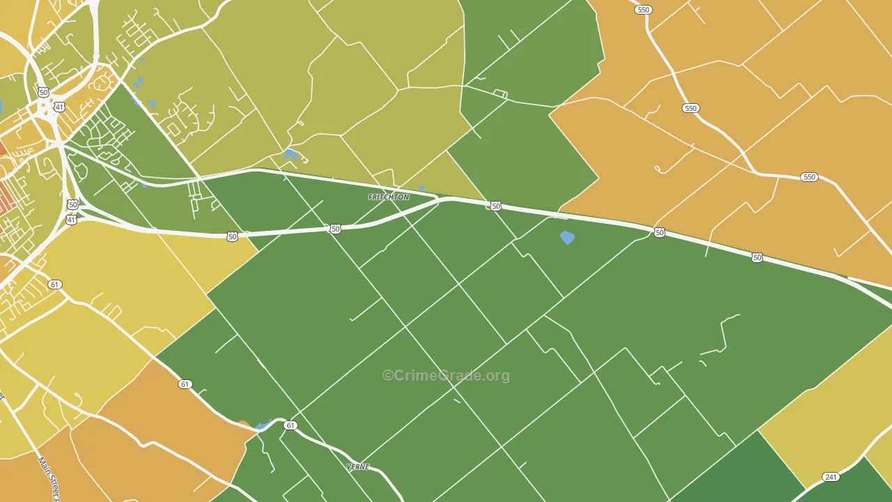 Fritchton, IN Map of Burglary Rates