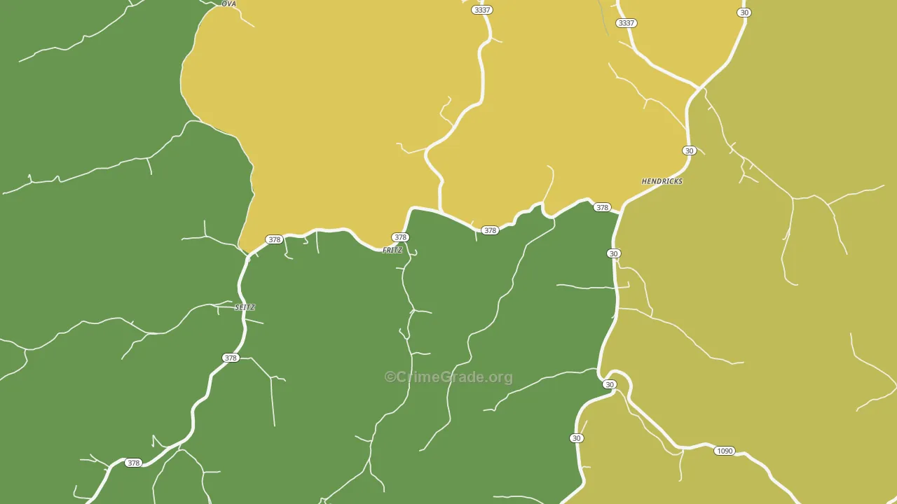 Fritz, KY Map of Burglary Rates