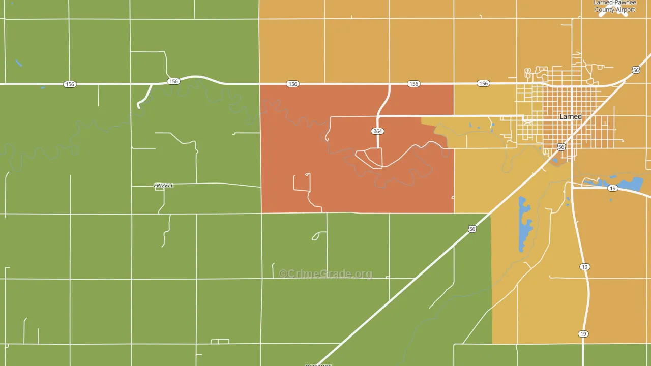 Frizell, KS Map of Burglary Rates