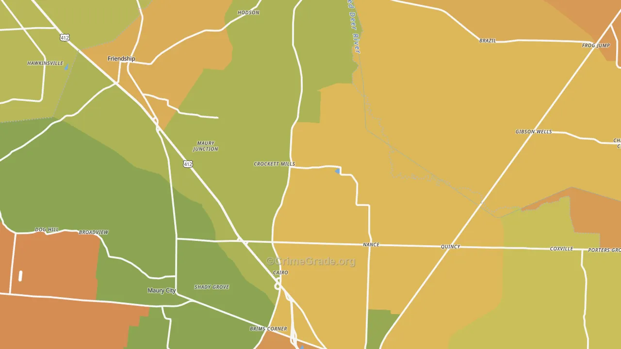 Frog Jump, TN Map of Burglary Rates
