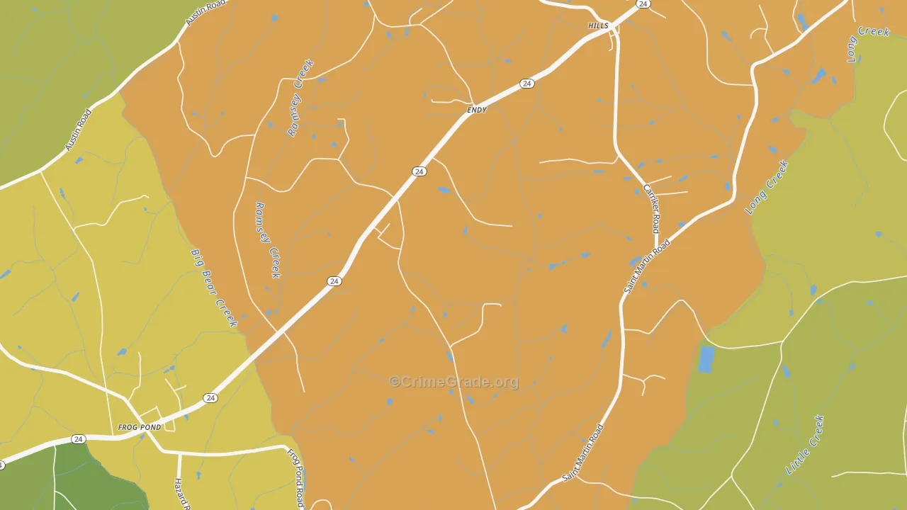 Frog Pond, NC Map of Burglary Rates